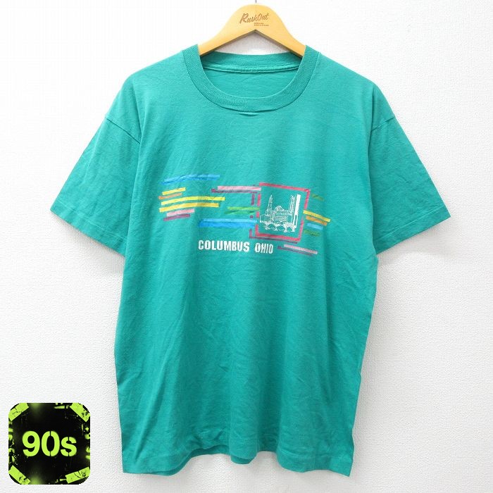 90s 半袖Tシャツ コロンブス オハイオ ビル ライトブルー XL | 古着
