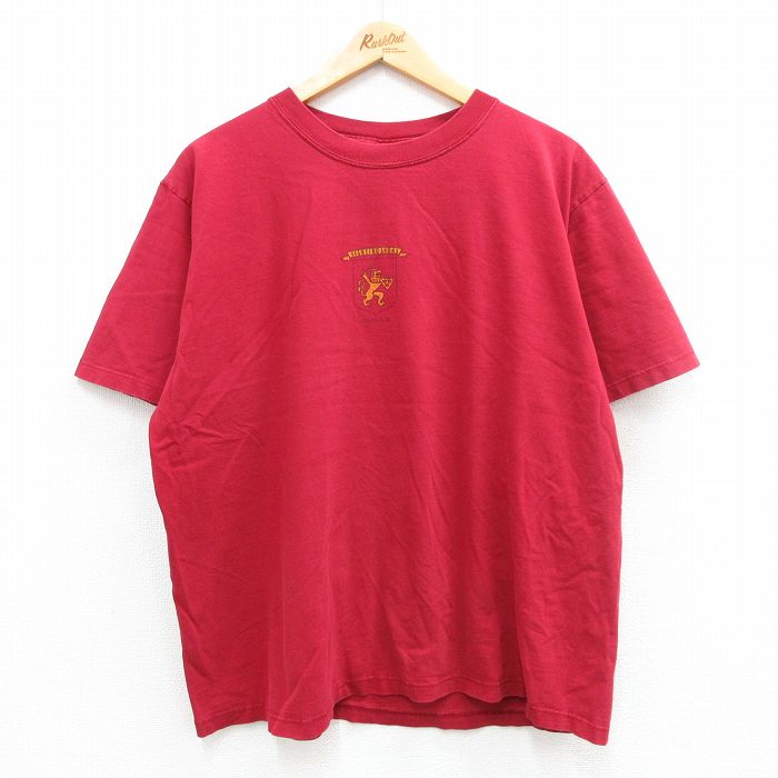 XL★古着 半袖 ビンテージ Tシャツ メンズ 00年代 00s ラグビー クラブ 大きいサイズ コットン クルーネック USA製 エンジ 24apr19 中古