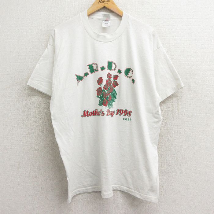 XL★古着 フルーツオブザルーム 半袖 ビンテージ Tシャツ メンズ 90年代 90s バラ ARDC クルーネック USA製 白 ホワイト 24apr19 中古