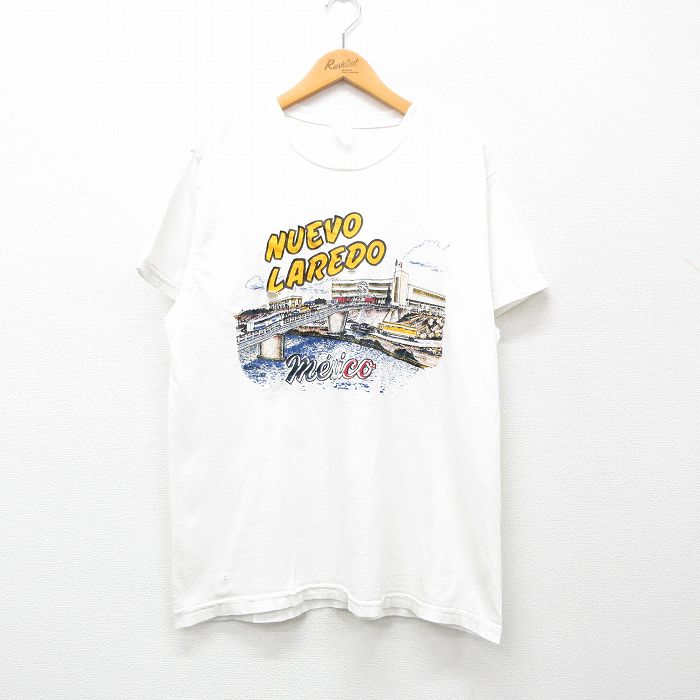 L★古着 半袖 ビンテージ Tシャツ メンズ 00年代 00s NUEVO LAREDO クルーネック 白 ホワイト 24apr23 中古