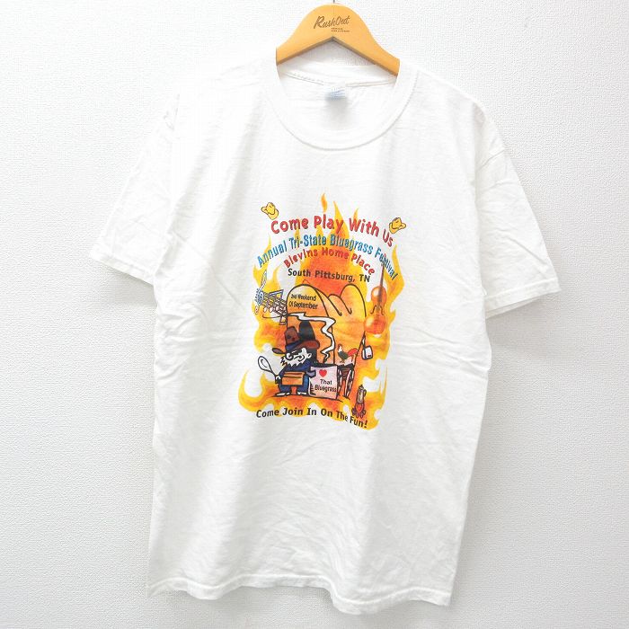 00s 半袖Tシャツ ニワトリバイオリン ホワイト L | 古着