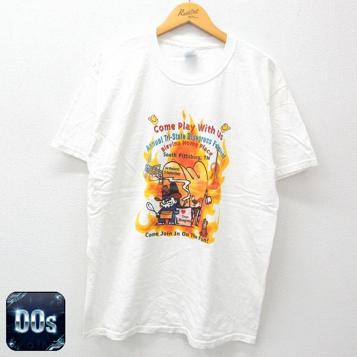 00s 半袖Tシャツ ニワトリバイオリン ホワイト L | 古着