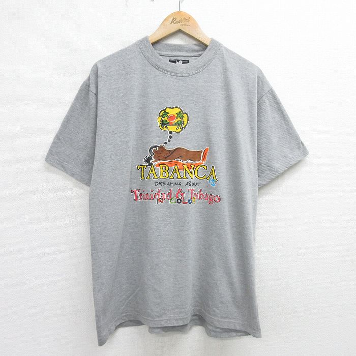 XL★古着 半袖 ビンテージ Tシャツ メンズ 00年代 00s TABANCA クルーネック グレー 霜降り 24may16 中古