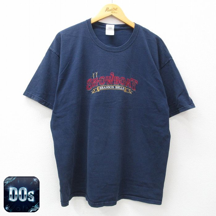 00s 半袖Tシャツ 刺繍 ネイビー XL | 古着