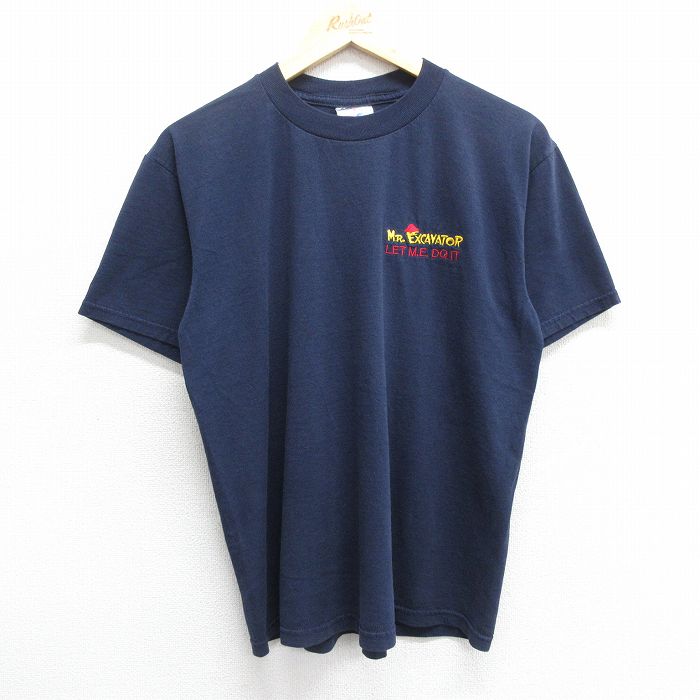 L★古着 ジャージーズ 半袖 ビンテージ Tシャツ メンズ 00年代 00s MR EXCAVATOR クルーネック 紺 ネイビー 24may07 中古
