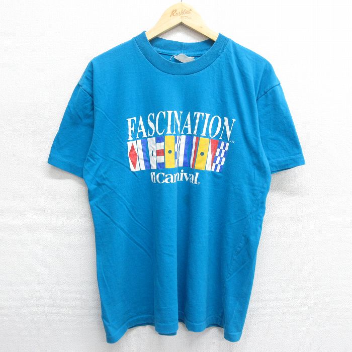 90s 半袖Tシャツ FASCINATION ライトブルー XL | 古着