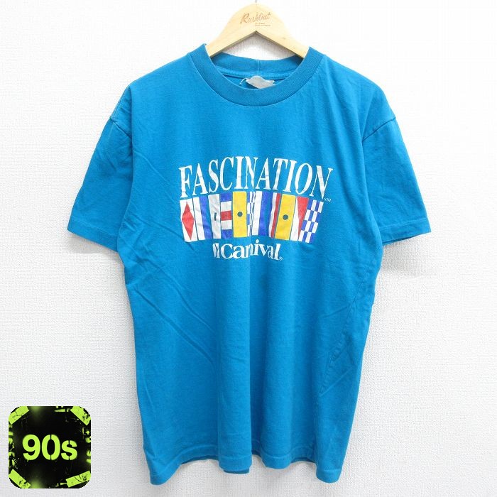 90s 半袖Tシャツ FASCINATION ライトブルー XL | 古着