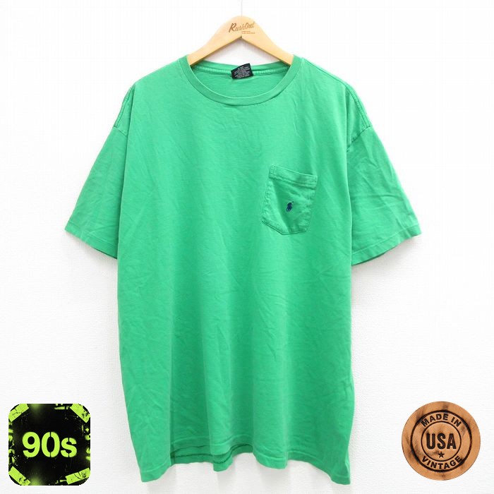 ラルフローレン 90s 半袖Tシャツ ワンポイントロゴ グリーン メンズXL相当 | 古着