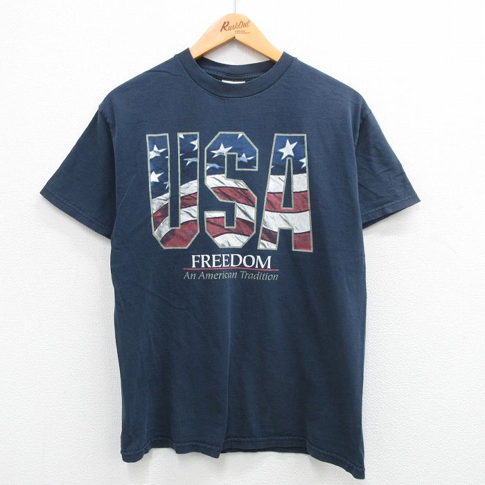 00s 半袖Tシャツ 星条旗 ネイビー XL | 古着
