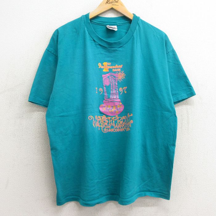 ヘインズ 90s 半袖Tシャツ BANK ライトブルー XL | 古着