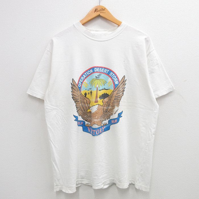 ヘインズ 90s 半袖Tシャツ 湾岸戦争ワシ ホワイト XL | 古着