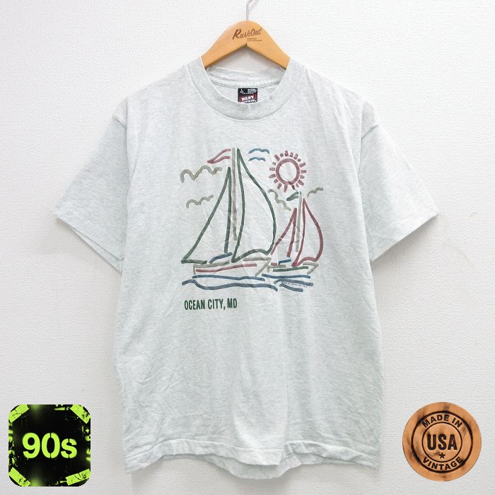 フルーツオブザルーム 90s 半袖Tシャツ オーシャンシティ グレー L | 古着