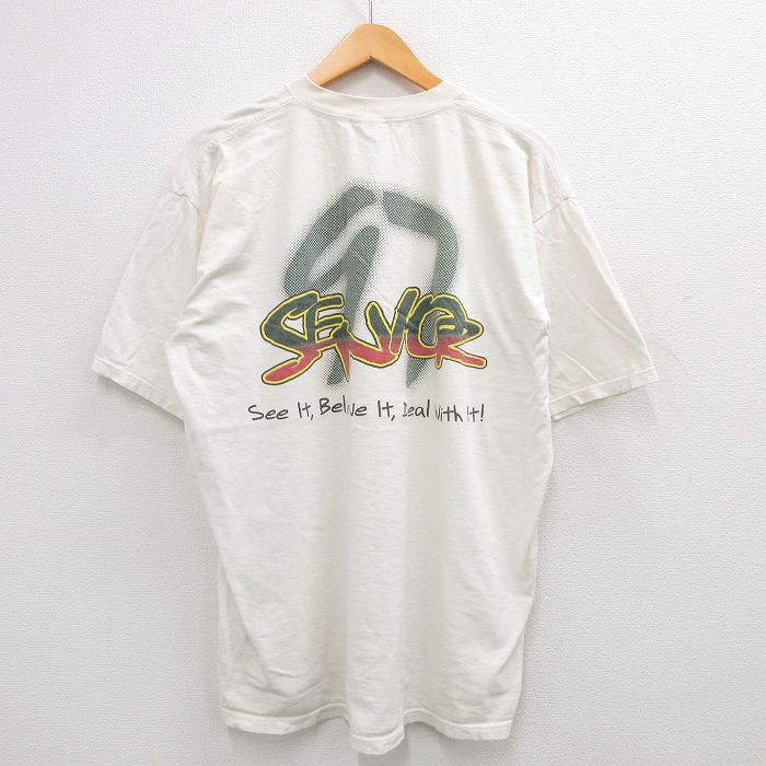 【50%OFF】L★古着 半袖 ビンテージ Tシャツ メンズ 90年代 90s SENIOR 大きいサイズ コットン クルーネック USA製 白 ホワイト 24may14 中古