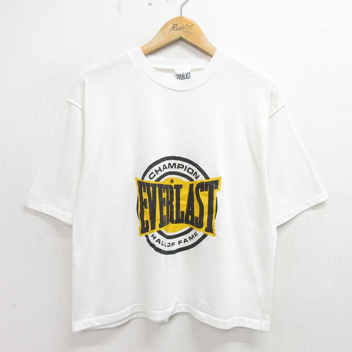 L★古着 半袖 ビンテージ Tシャツ メンズ 90年代 90s EVERLAST クルーネック USA製 白 ホワイト 24may14 中古