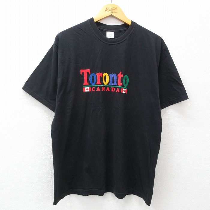 XL★古着 半袖 ビンテージ Tシャツ メンズ 00年代 00s トロント コットン クルーネック 黒 ブラック 24may14 中古