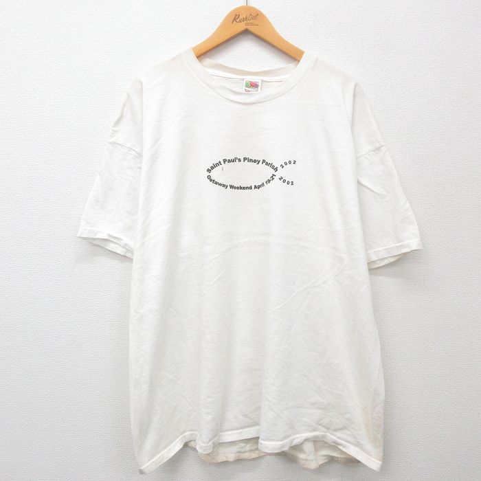 XL★古着 フルーツオブザルーム 半袖 ビンテージ Tシャツ メンズ 00年代 00s セントポールズ 魚 大きいサイズ コットン クルーネック 白 ホワイト 24may15 中古