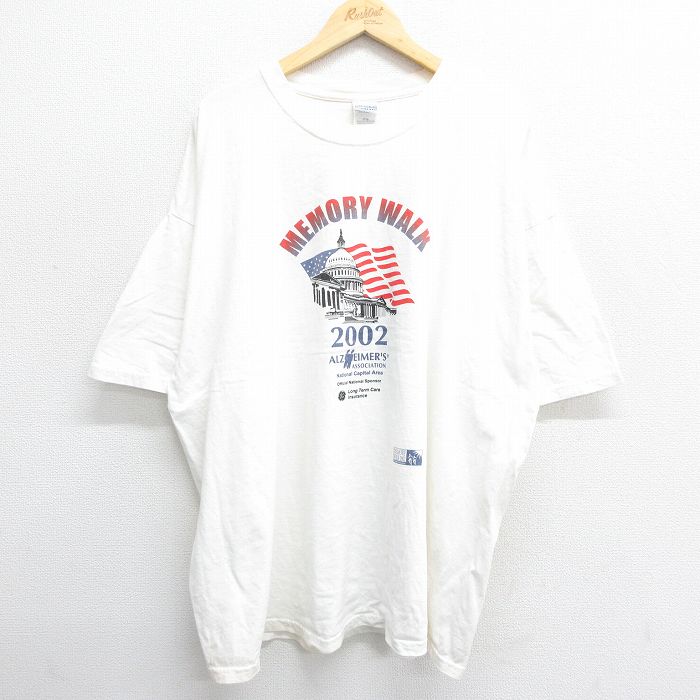 【50%OFF】XL★古着 半袖 ビンテージ Tシャツ メンズ 00年代 00s MEMORY WALK 星条旗 企業広告 大きいサイズ コットン クルーネック 白 ホワイト 24may15 中古