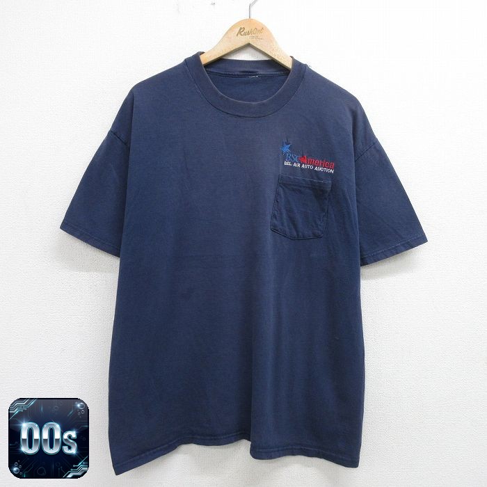 00s 半袖Tシャツ 刺繍 ネイビー XL | 古着