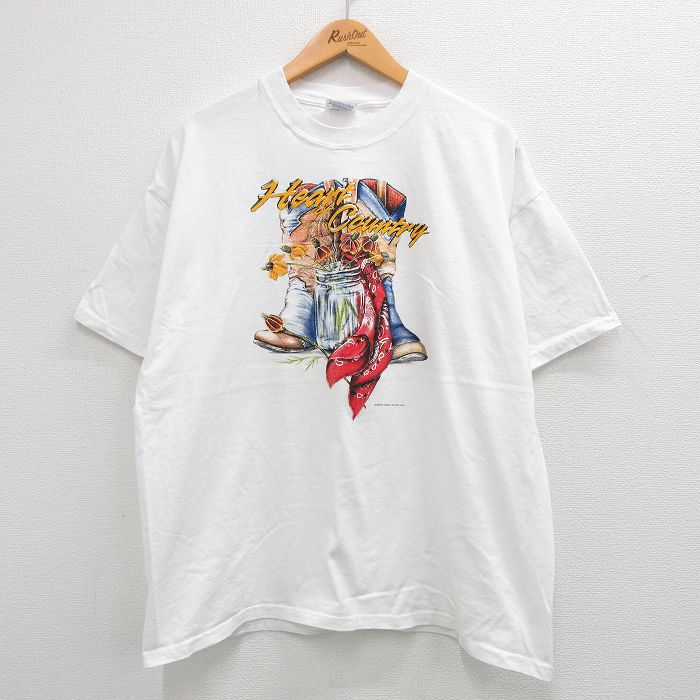 ヘインズ 00s 半袖Tシャツ 花 ホワイト XL | 古着