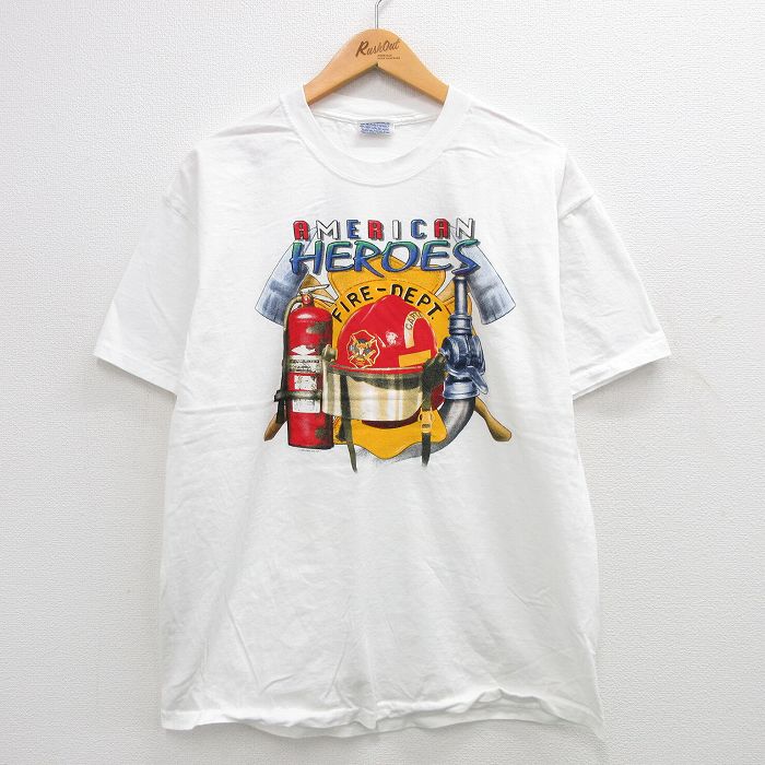 ヘインズ 00s 半袖Tシャツ 消防署 ホワイト XL | 古着