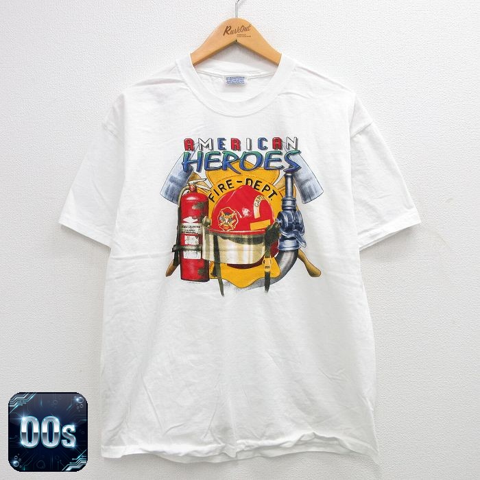 ヘインズ 00s 半袖Tシャツ 消防署 ホワイト XL | 古着