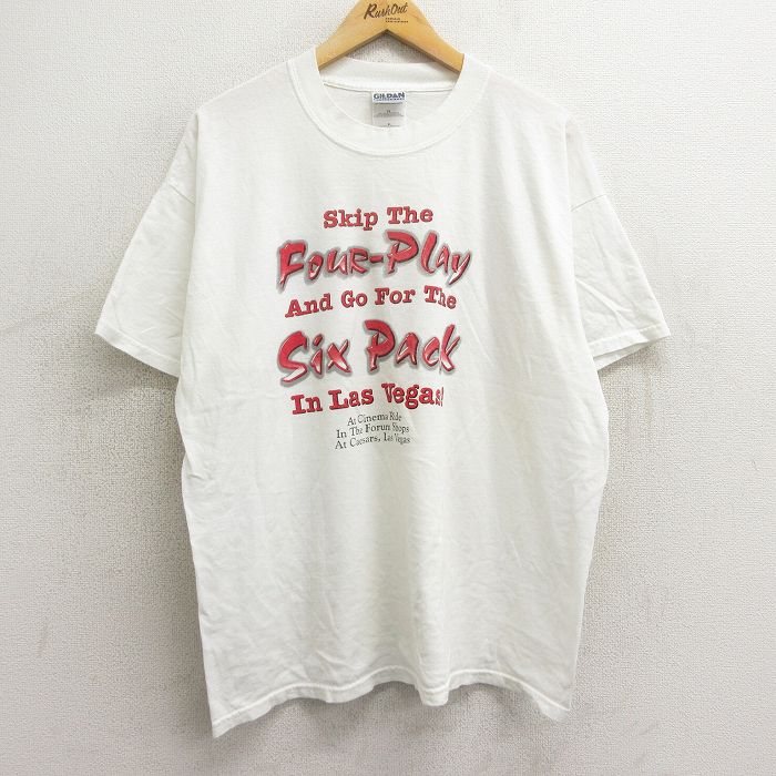 00s 半袖Tシャツ FOUR Play Six Pack ホワイト XL | 古着