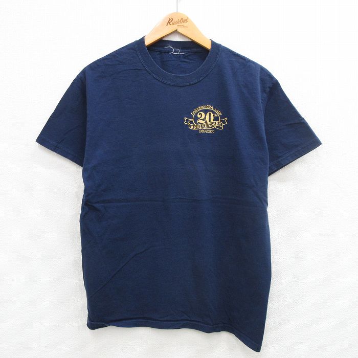 L★古着 半袖 ビンテージ Tシャツ メンズ 00年代 00s CANANDAIGUA クルーネック 紺 ネイビー 24may18 中古