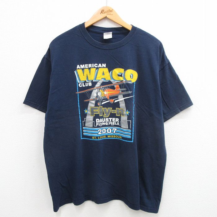 00s 半袖Tシャツ 航空機 ネイビー XL | 古着