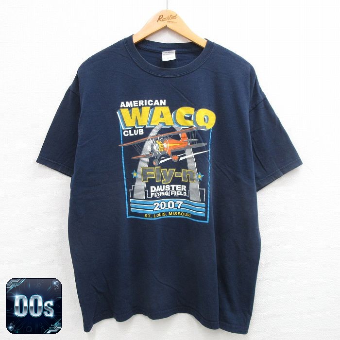 00s 半袖Tシャツ 航空機 ネイビー XL | 古着