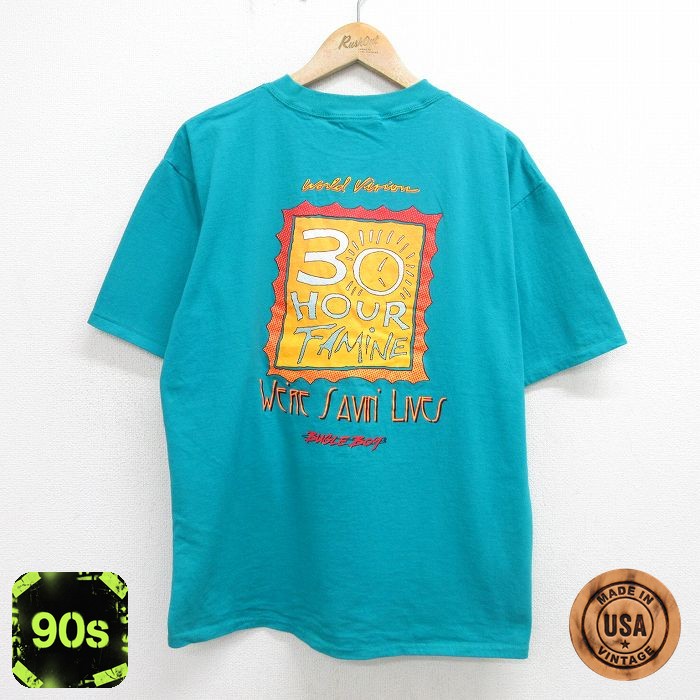 ビューグルボーイ 90s 半袖Tシャツ 30HOUR FAMINE ライトブルー L | 古着