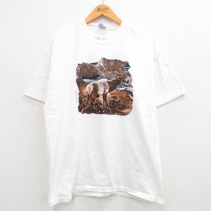 ヘインズ 00s 半袖Tシャツ シカ ホワイト XL | 古着