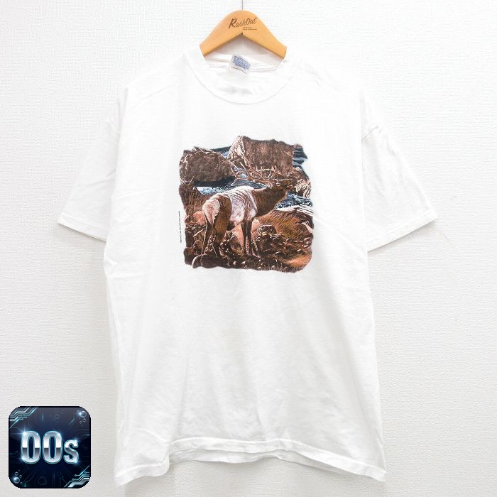 ヘインズ 00s 半袖Tシャツ シカ ホワイト XL | 古着
