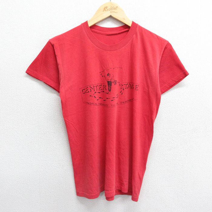 【50%OFF】S★古着 半袖 ビンテージ Tシャツ メンズ 90年代 90s CENTER TAGE クルーネック 赤 レッド 24may24 中古