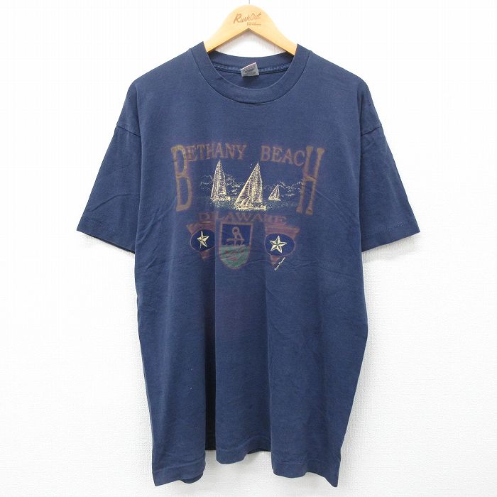 フルーツオブザルーム 90s 半袖Tシャツ ベサニービーチ ネイビー XL | 古着
