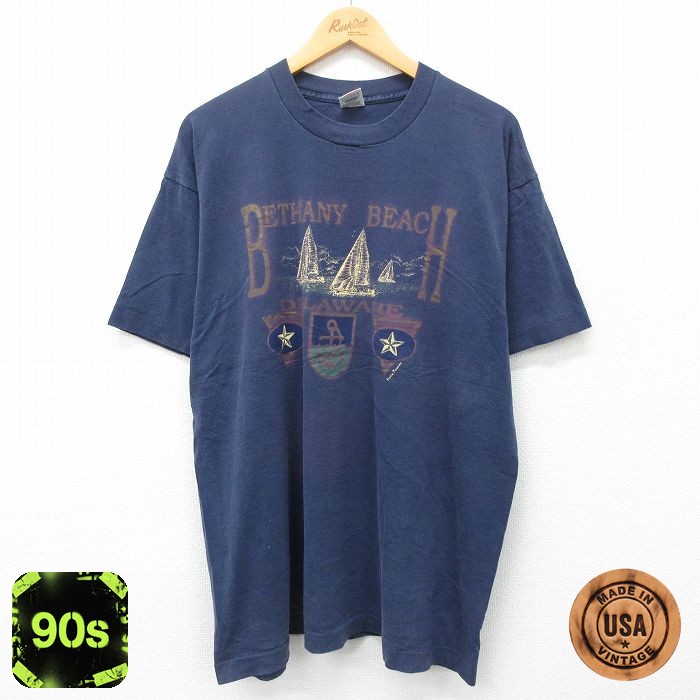 【50%OFF】フルーツオブザルーム 90s 半袖Tシャツ ベサニービーチ ネイビー XL | 古着