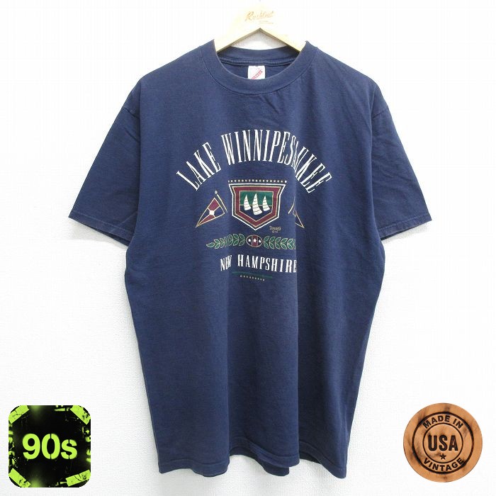 ジャージーズ 90s 半袖Tシャツ ウィニペソーキー湖 ネイビー XL | 古着