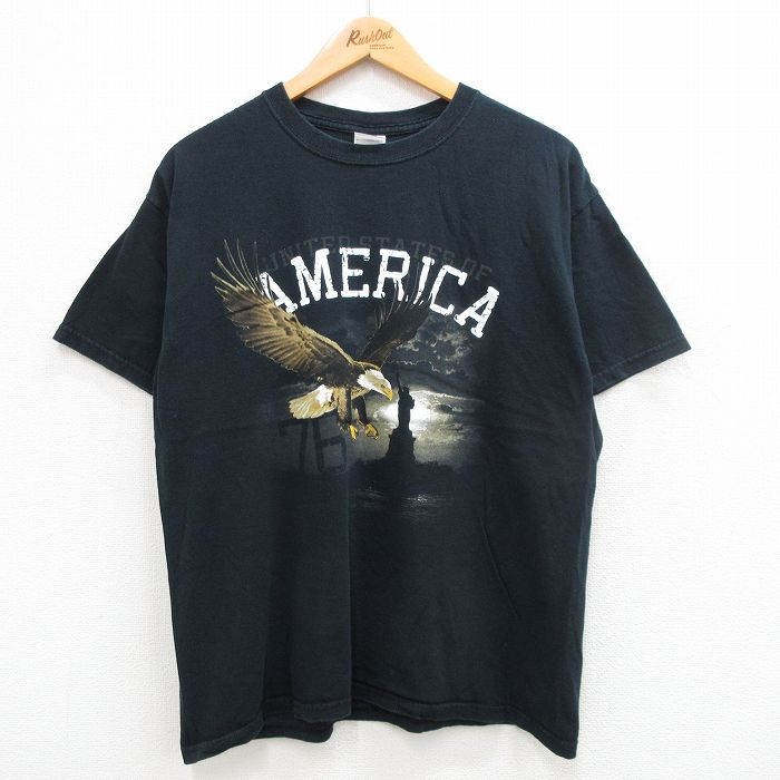 00s 半袖Tシャツ ワシ自由の女神 ブラック XL | 古着