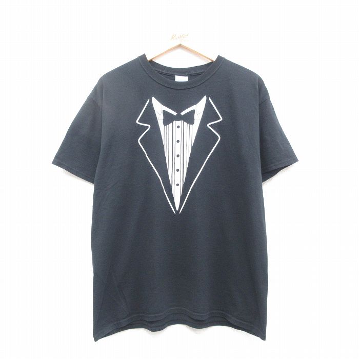 L★古着 ジャージーズ 半袖 ビンテージ Tシャツ メンズ 00年代 00s タキシード クルーネック 黒 ブラック 24may30 中古