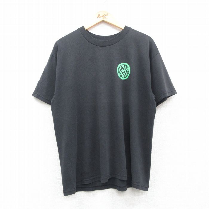 XL★古着 ヘインズ Hanes 半袖 ビンテージ Tシャツ メンズ 00年代 00s GLAZEN SEAL クルーネック 黒 ブラック 24may31 中古