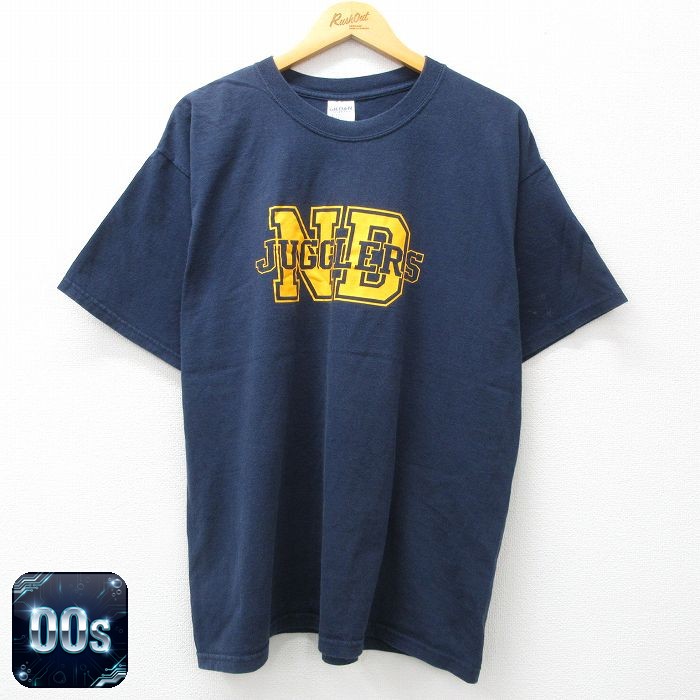 00s 半袖Tシャツ ノートルダムジャグラー ネイビー XL | 古着