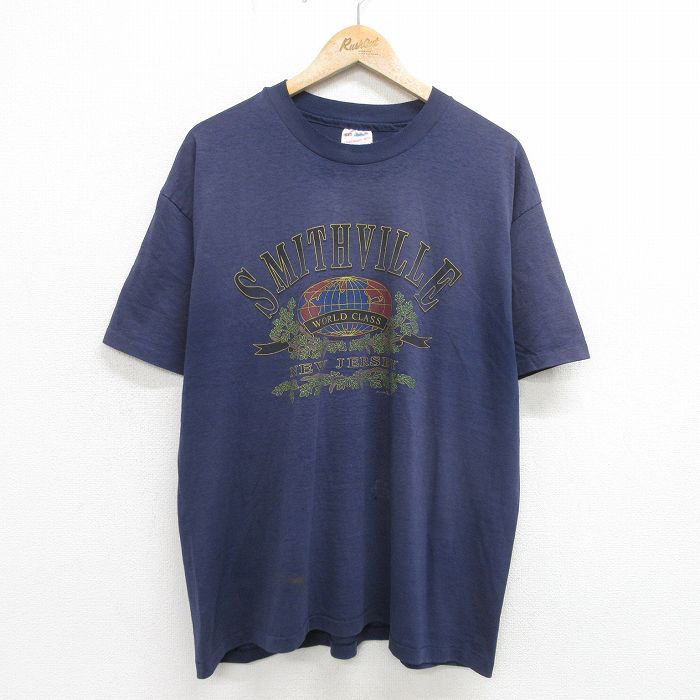 ヘインズ 90s 半袖Tシャツ スミスヴィル ネイビー XL | 古着