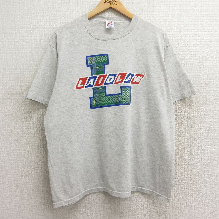 XL★古着 ジャージーズ 半袖 ビンテージ Tシャツ メンズ 90年代 90s LAIDLAW クルーネック USA製 薄グレー 霜降り 24jun03 中古