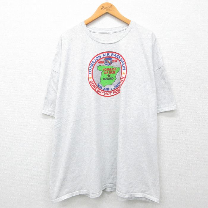 【50%OFF】XL★古着 半袖 ビンテージ Tシャツ メンズ 00年代 00s スペイン エアフォース 大きいサイズ クルーネック 薄グレー 霜降り 【spe】 24jun04 中古