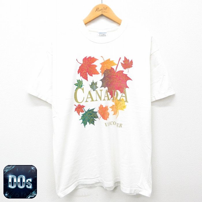 カナダ 00s 半袖Tシャツ 葉 ホワイト L | 古着