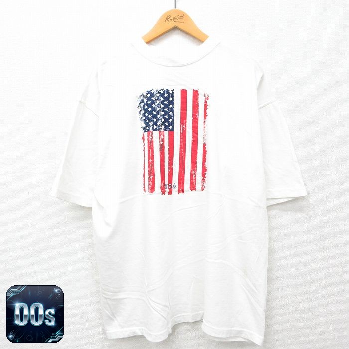 00s 半袖Tシャツ 星条旗 ホワイト XL | 古着
