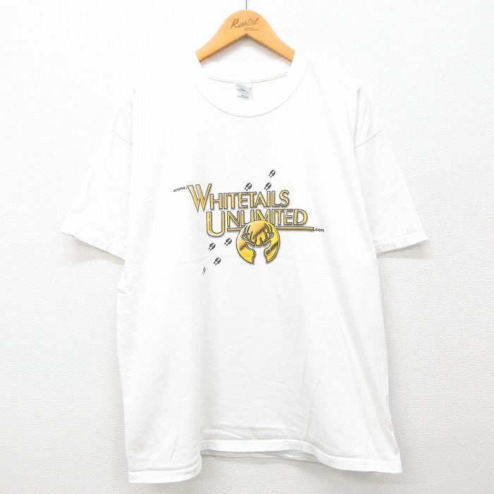 XL★古着 半袖 ビンテージ Tシャツ メンズ 00年代 00s WHITETAILS シカ 大きいサイズ コットン クルーネック 白 ホワイト 24jun04 中古