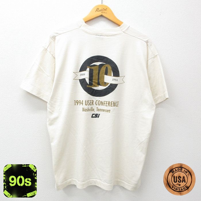 フルーツオブザルーム 90s 半袖Tシャツ カンファレンス 生成り XL | 古着