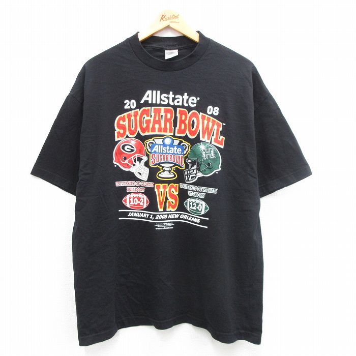 XL★古着 半袖 ビンテージ Tシャツ メンズ 00年代 00s フットボール シュガーボウル コットン クルーネック 黒 ブラック 24jun04 中古