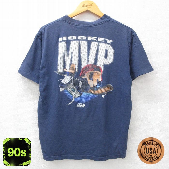 90s 半袖Tシャツ ホッケー ネイビー L | 古着