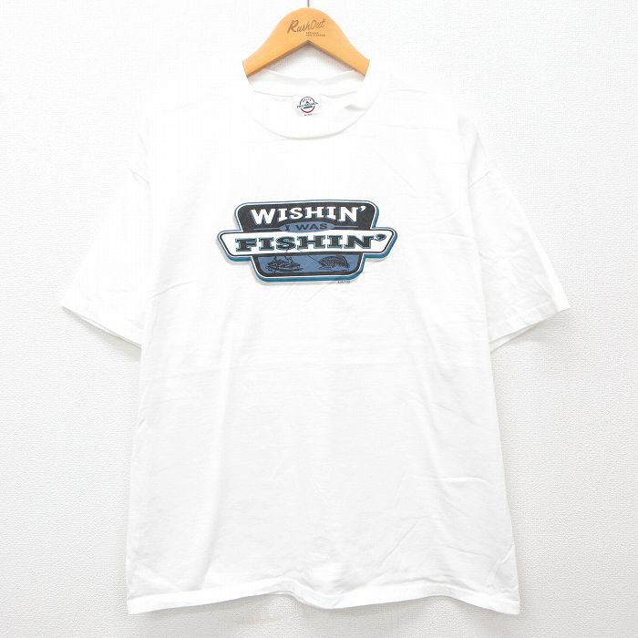 00s 半袖Tシャツ FISHIN ホワイト XL | 古着